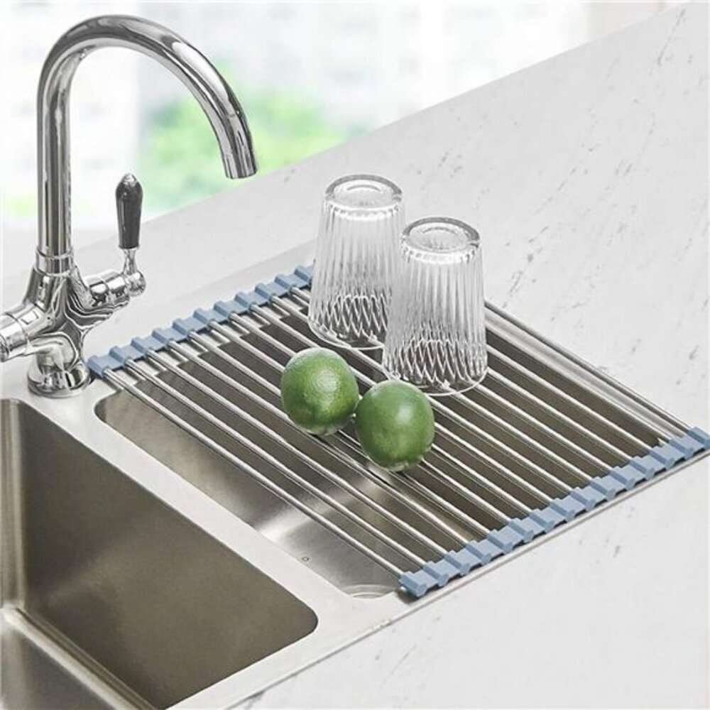 Seropy Roll Up Dish Drying Rack Over Sink Stainless Steel Foldable Kitchen Rack